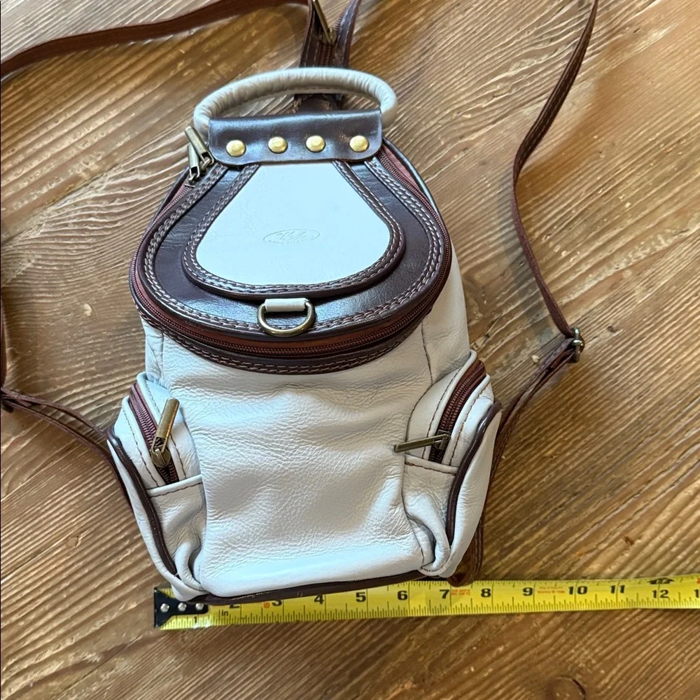 VA Made In Italy Stylish gray and Brown Leather Backpack/Bag